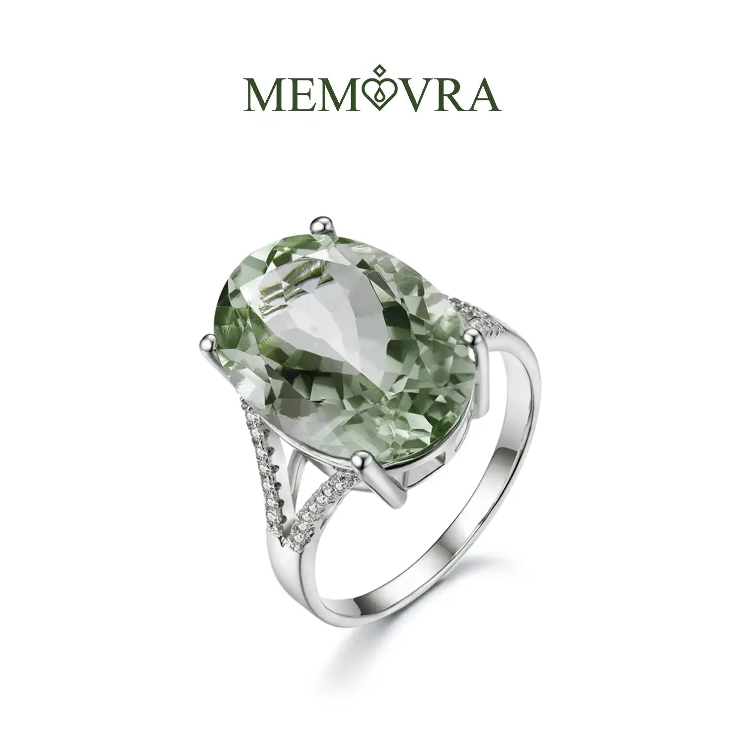 Big Green Amethyst Sterling Silver Ring
